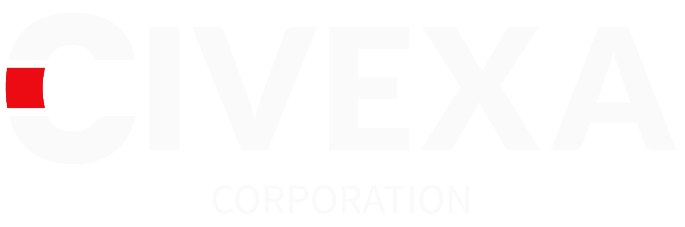 Civexa Corporation logo featuring bold white letters with a red accent on a black background.