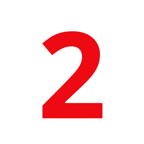 Red number two icon on a black background, used for various graphic design purposes.